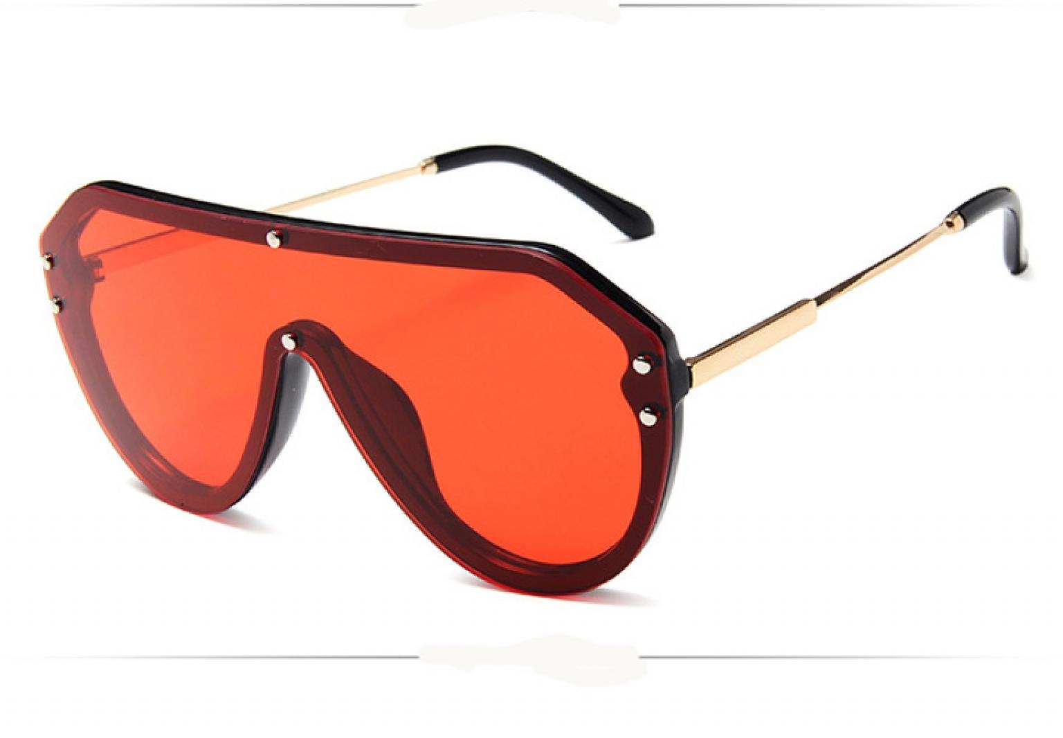 Flat Top Pilot Shape Classic Big Frame Red Sunglass For Men Women