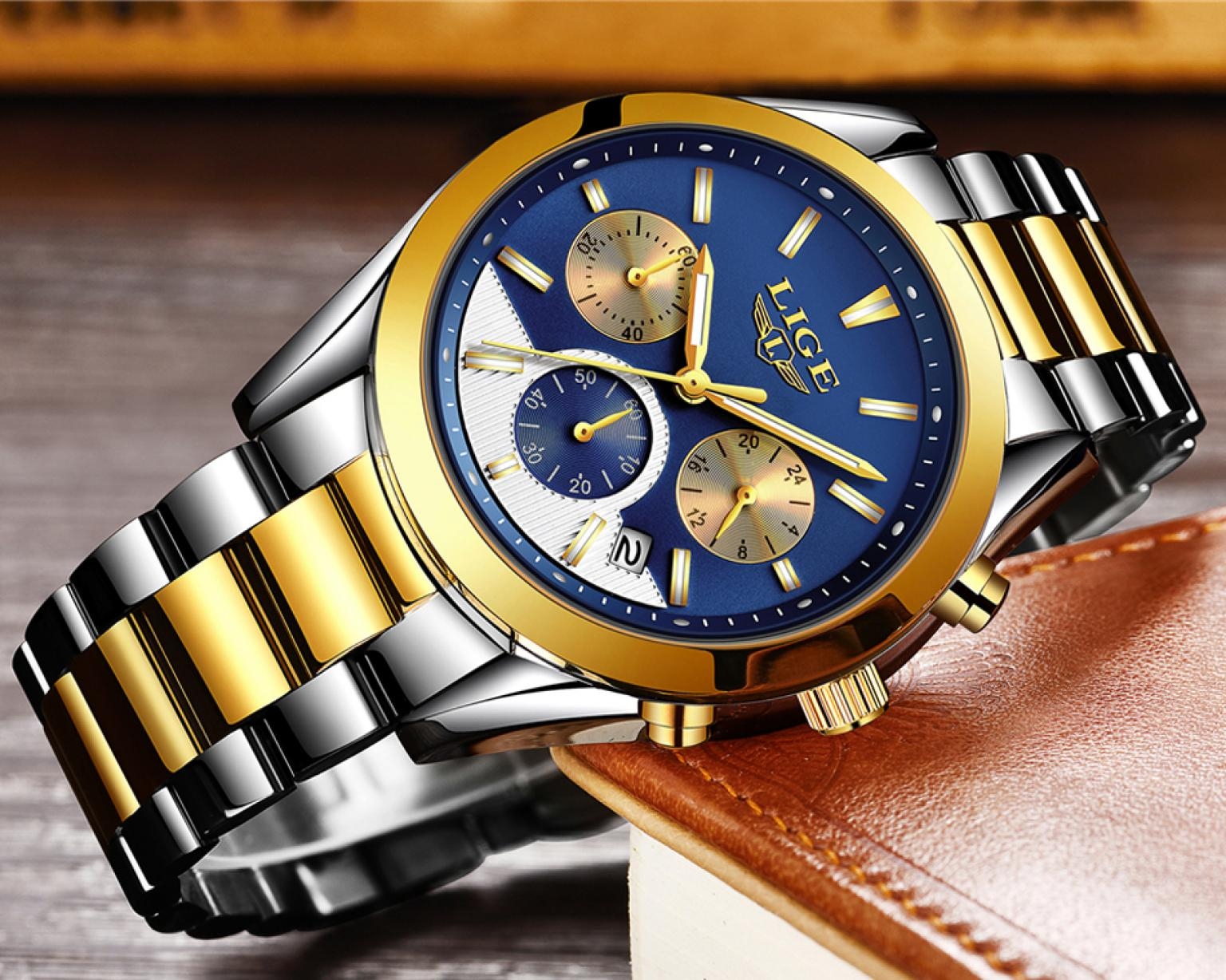 LIGE ORIGINAL MEN WATCHES BRAND LUXURY FASHION BUSINESS QUARTZ WATERPROOF FULL STEEL SPORT WATCH