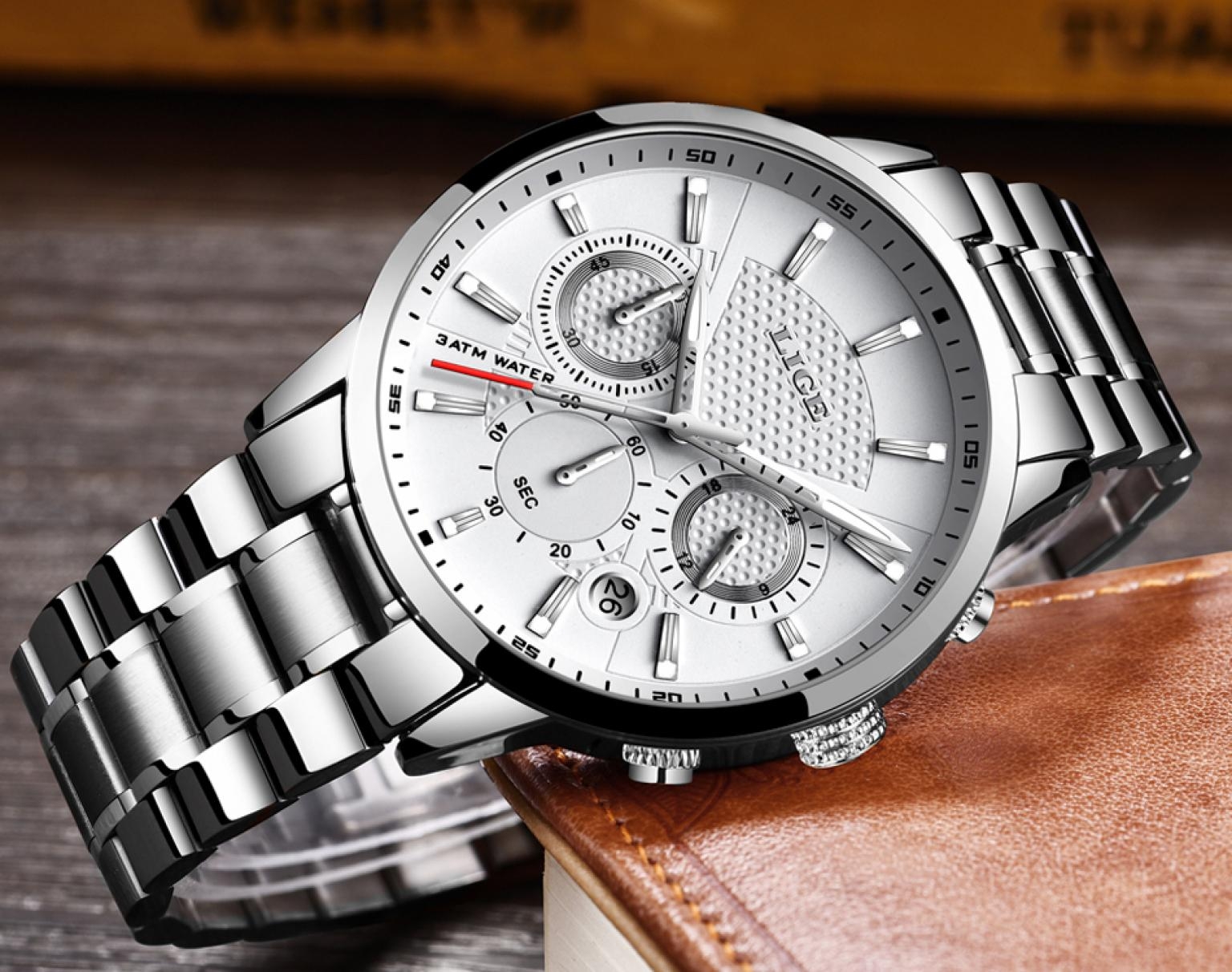 LIGE Original Brand Mens Watches Top Brand Luxury Fashion Quartz Watch Men Steel Casual Military Waterproof Sport Watch 9866