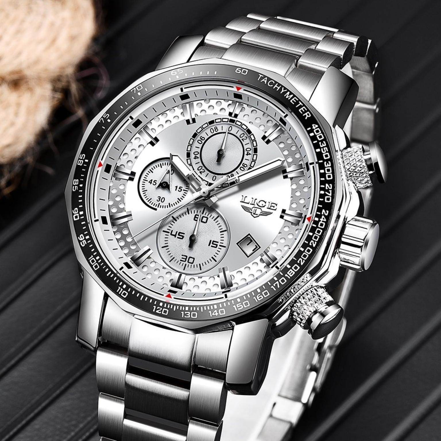 2019 New LIGE Fashion Mens Watches Luxury Original Brand Business Quartz Watch Men Sports Waterproof Big Dial Male Watch 