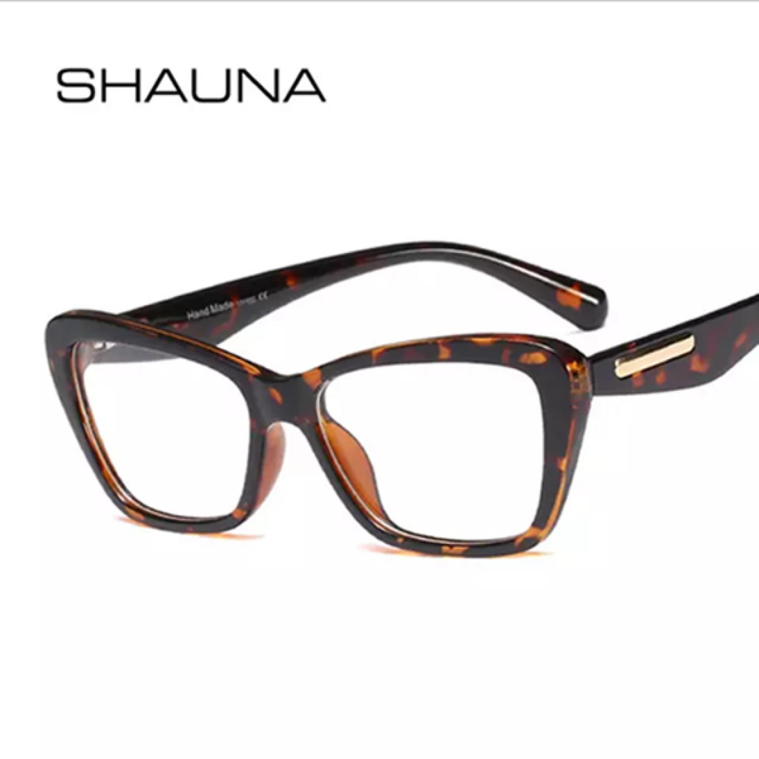 SHAUNA Original Brand Spring Hinge Retro Cat Eye Eyeglasses Frame Women Resin Lens Optical Glasses
