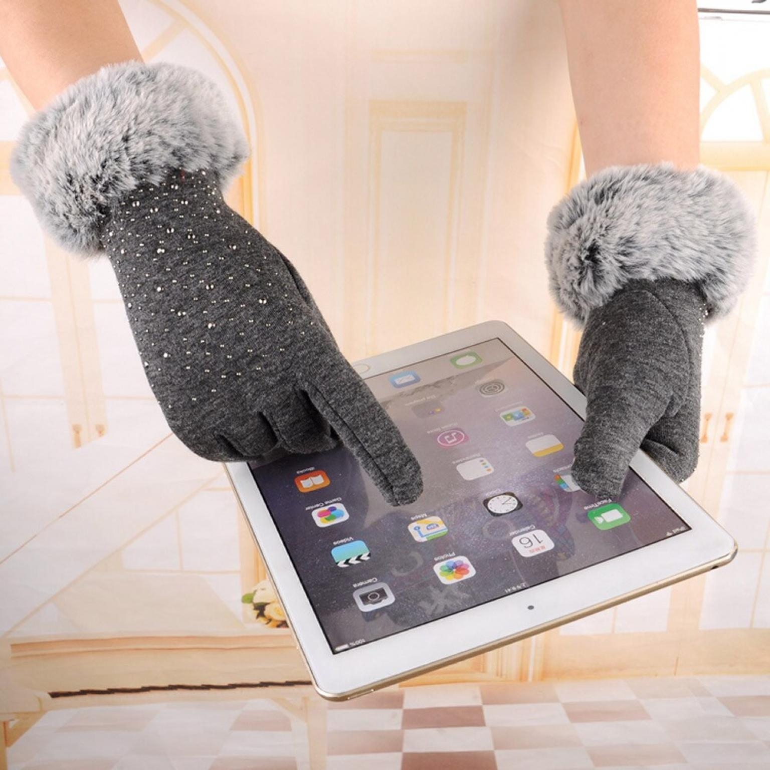 Women Full Finger Gloves Winter Waterproof Thicken Winter Warm Mitten Female Gloves Hand Warmer With Stone Gloves