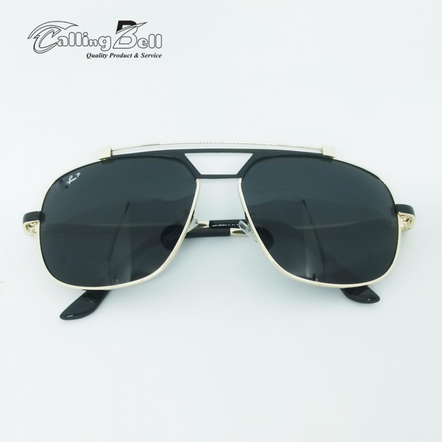 High Quality Polarized Rectangular Sunglasses For Men Women With Golden Black Frame