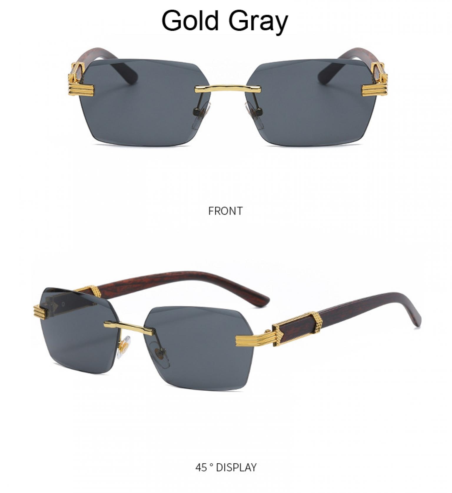 Rimless Square Sunglasses Man Brand Designer Frameless Gradient Sun Glasses Woman Fashion Vintage 