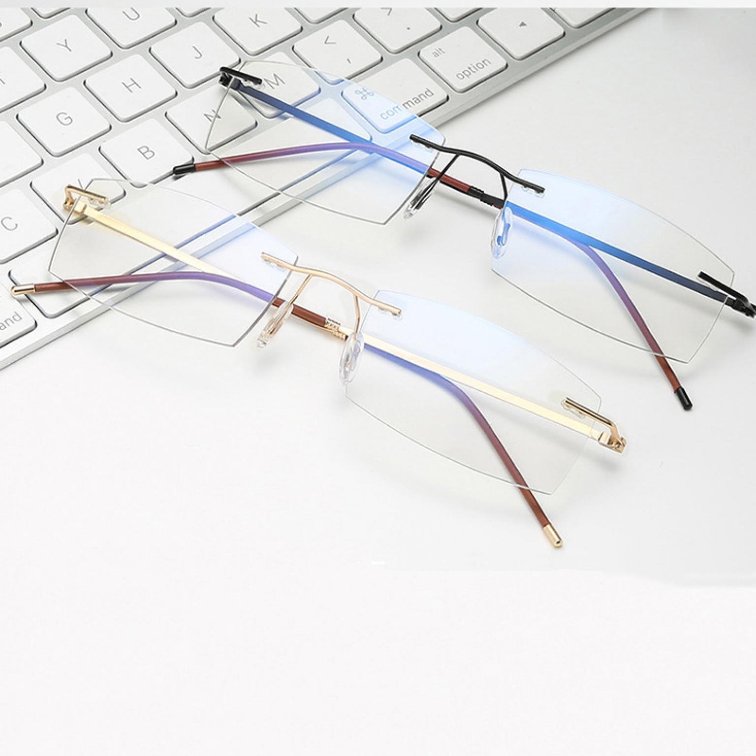 Rimless Anti Blue Reading Glasses For Male Female Fashion Eye Wear 