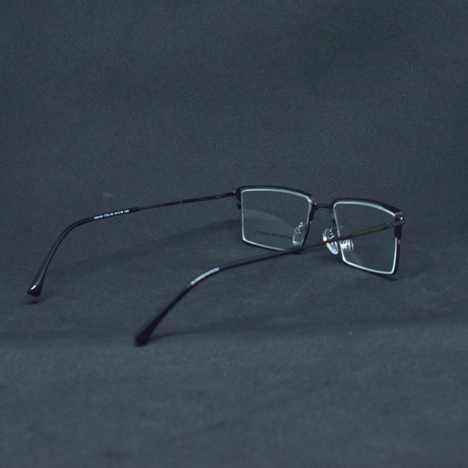 Half Rim Business Class Optical Frame With Black Metal Body For Men Women Eye Wear