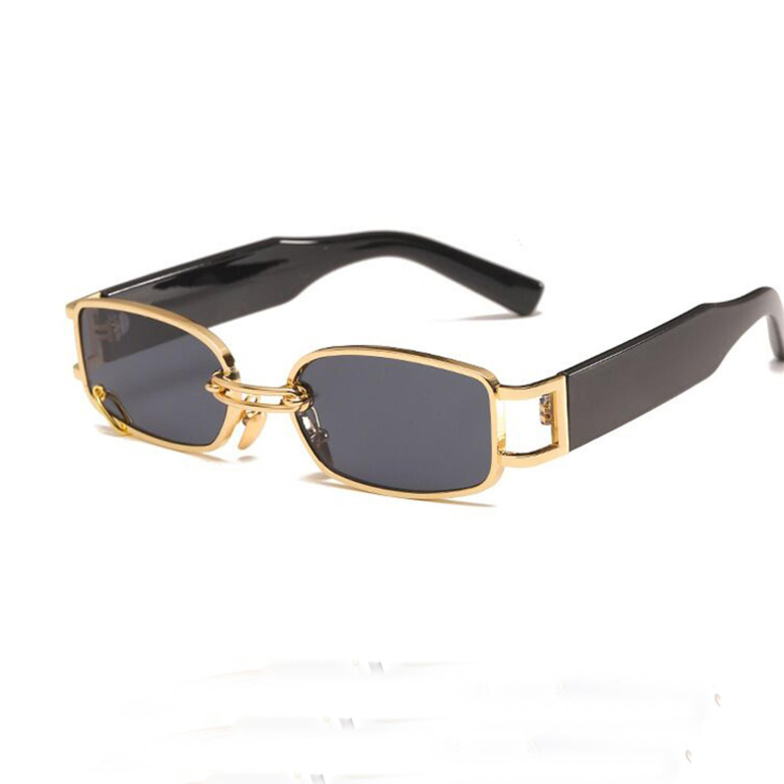 Rectangle Vintage Small Man Woman Luxury Brand Designer Metal Sun Glasses Retro Punk Style Shades Hip Hop 