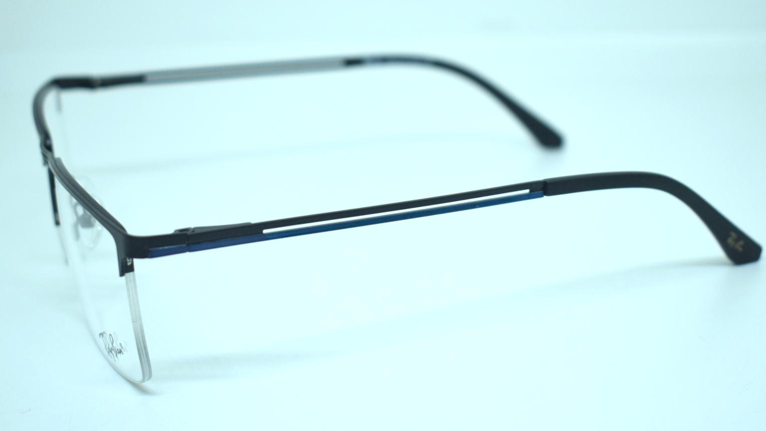 Half Rim Black with Blue Color Frame Optical Rectangular Male Female Eye Wear