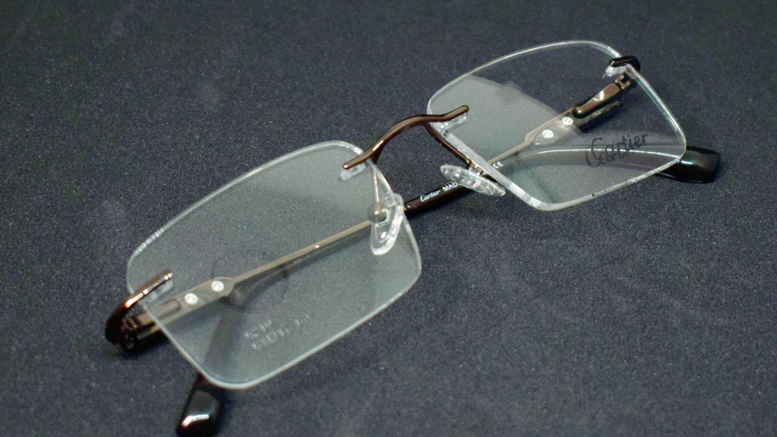 Rimless Eye Glasses For Stylish Business Men Women Brown Color Frame