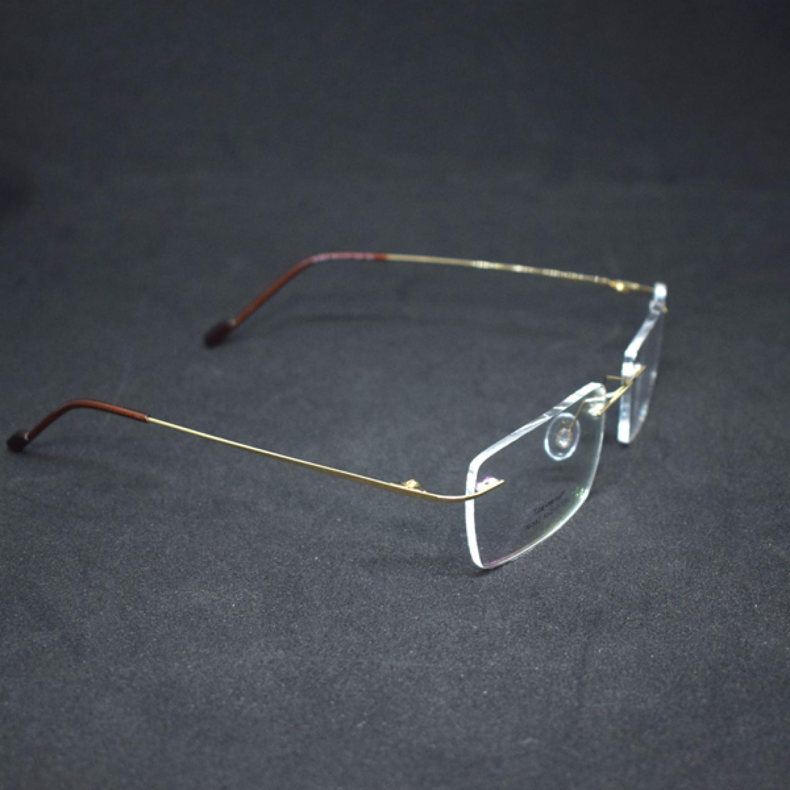 Golden Color Rimless Frame For Male Female Eye Wear